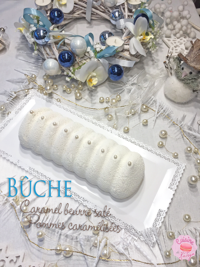 buche caramel beurre sale et pomme poelées caramélisées